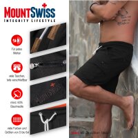 Mount Swiss Herren Kurze Jogginghose Cargo-Hose mit hohem Baumwollanteil Farbe: Schwarz, Gr&ouml;&szlig;e XXL