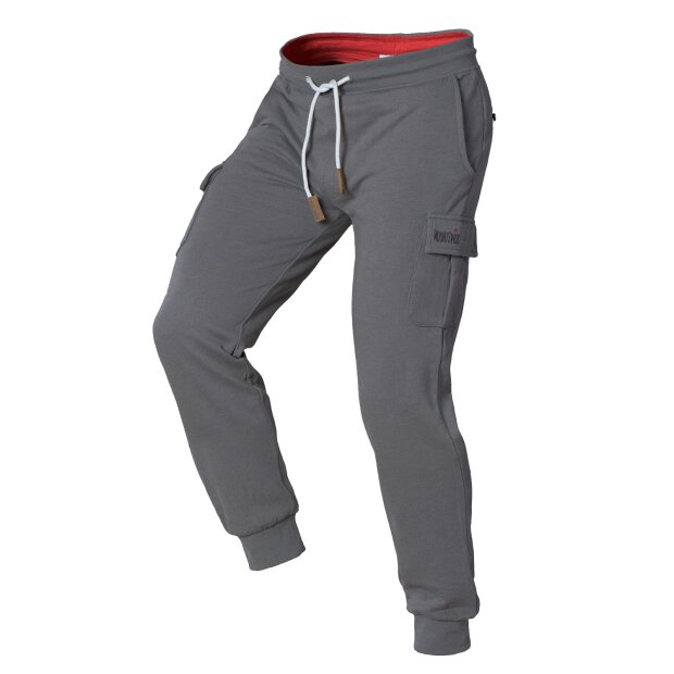 Mount Swiss Herren lange Jogginghose Cargo-Hose mit hohem Baumwollanteil Farbe: Stahlgrau, Gr&ouml;&szlig;e 5XL